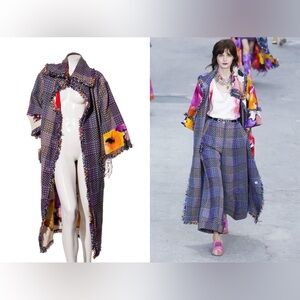 Chanel SS15 Runway Reversible Tweed & Silk Floral Coat – Size 36 – NWT